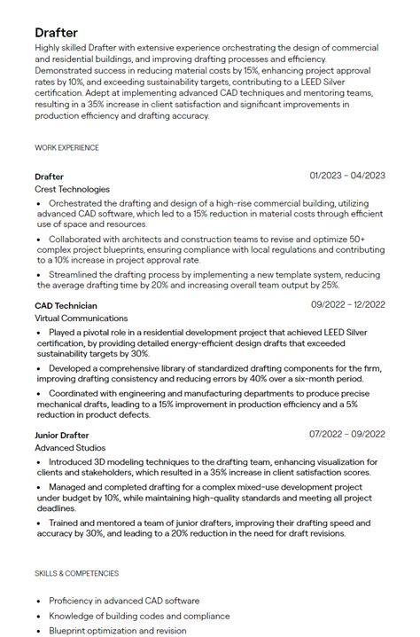 drafter resume examples|1+ Drafter Resume Examples [with Guidance] .